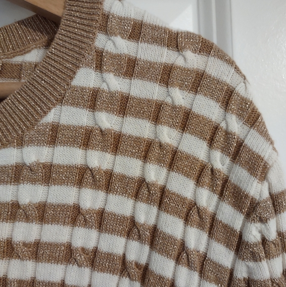Talbots Metallic Striped Cable Knit Sweater - Picture 4 of 10